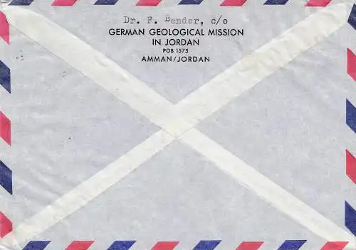 Jordan: air mail from Amman German Geological Mission to Marburg