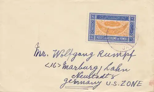 Yemen Hodeidah 1947 to Marburg/Nouveau-ville Zone US
