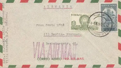 Mexico 1947: Letter to Berlin-Frohnau via Air mail