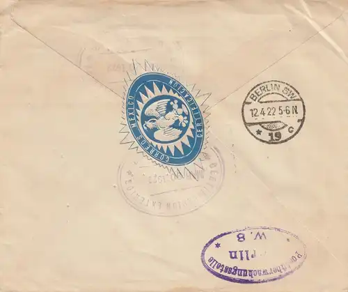 Mexico 1922: registered Veracruz to Berlin