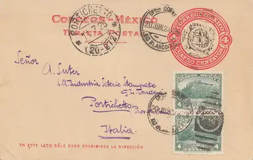 Mexico 1925: Rio Blanco post card to Italia - Portichetto