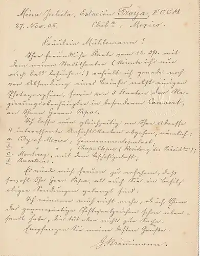 Mexique 1905: Post card via New York to Berne/Switzerland