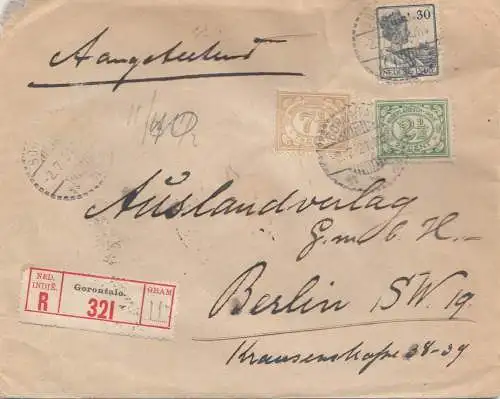 Ned. India 1921: Registered Gorontalo to Berlin