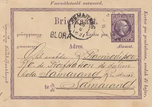 Ned. India 1891: post card to Samarand