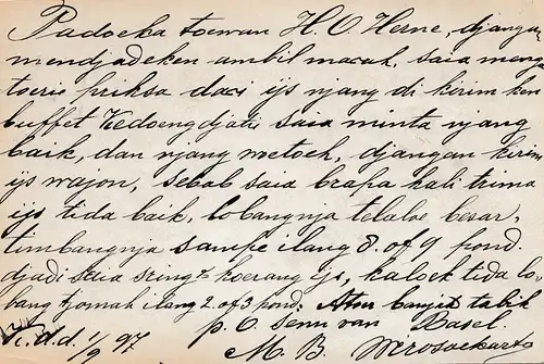 Ned. Indie 1897: post card to Samarang