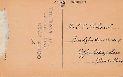 Ned. Indie 1930: post card Grisee/Malang to Offenbach