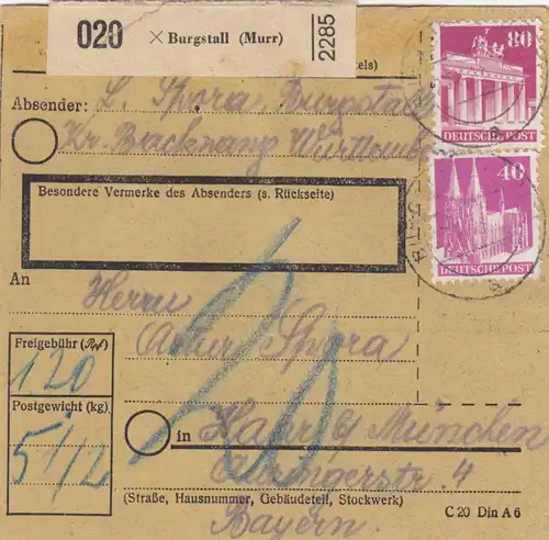 BiZone Carte de paquet: 1948: Château de Murr après Haar près de Munich, supplément