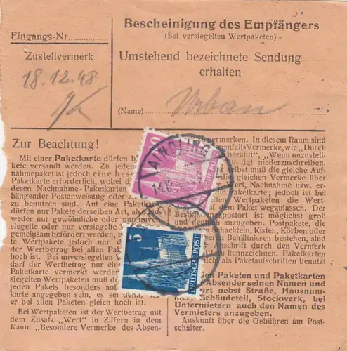 Carte de paquet BiZone 1948: Aindling vers Rosenheim