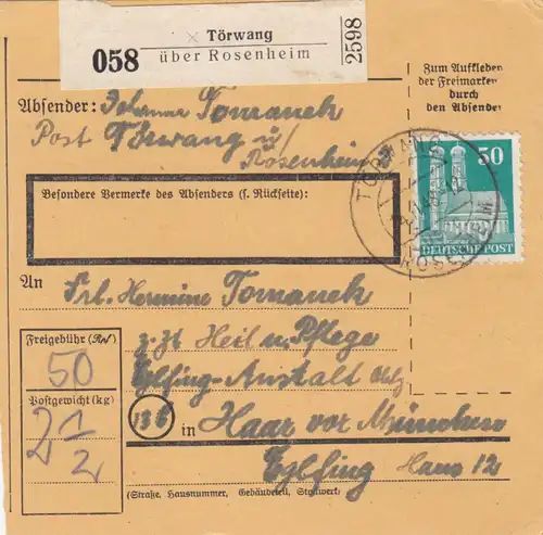 Carte de paquet BiZone 1948: Törwang après cheveux, soins et soins