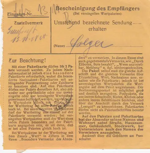 BiZone Paketkarte1948: Breitenberg nach Haar b. München