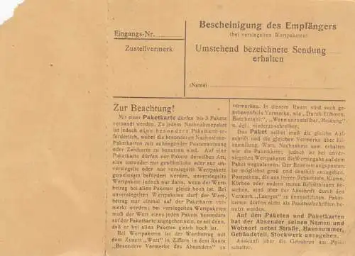 BiZone Paketkarte 1948: Brannenburg nach Haar