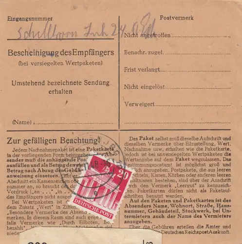 Carte de paquet BiZone 1948: Augsbourg vers Berchtesgaden, remise 80,40 RM