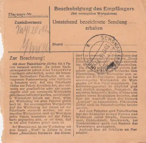 Carte de paquet 18.12.1945: Berchtesgaden après Hohenthann 20.12.46 !!!