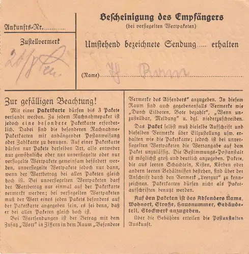 Carte de paquet 1947: Berchtesgaden après Bad-Aibling