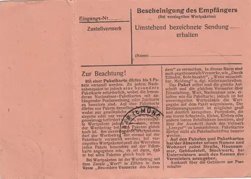 Carte de paquet 1948: Roding vers Eglfing-Haar