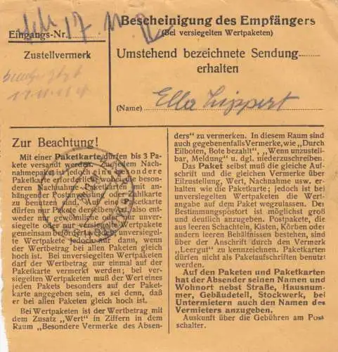 Carte de paquet BiZone 1948: Nesselwang après Haar près de Munich