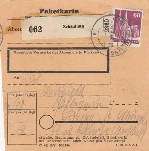 BiZone Paketkarte 1948: Schaufling nach Haar