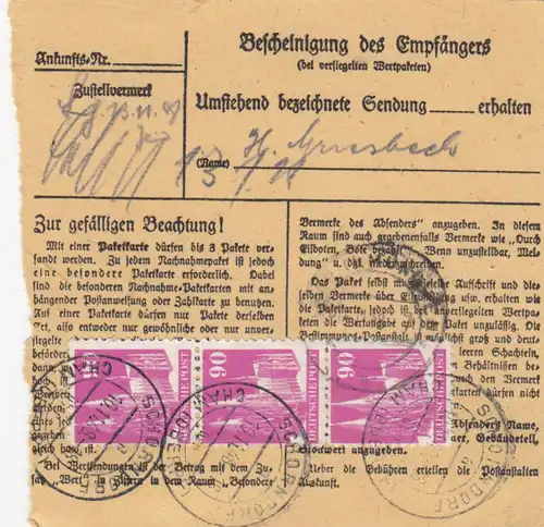BiZone Carte de paquet 1948: Schorndorf a Haar b. Munich