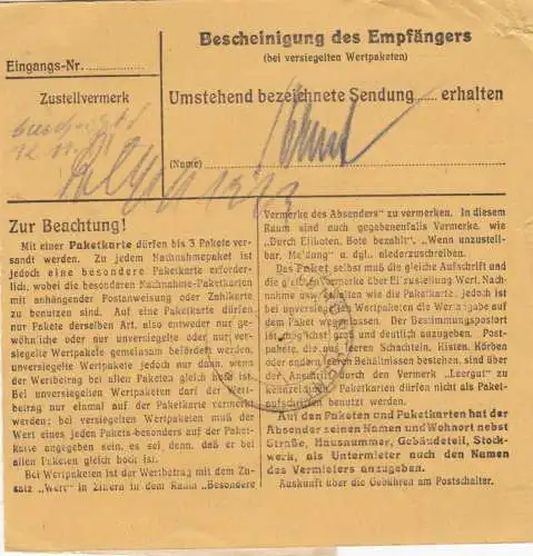 BiZone Carte de paquet 1948: Hohteltingen par Haar b. Munich