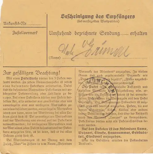 Carte de paquet BiZone 1948: Miesbach après Haar