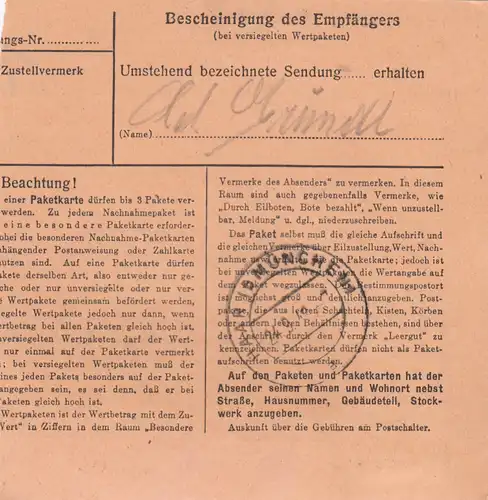 Carte de paquet BiZone 1948: Landsberg après Haar b. Munich