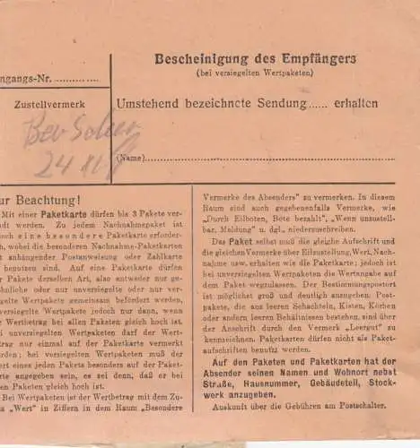 BiZone Paketkarte 1948: Mering nach Berchtesgaden, Versehrten-Heim