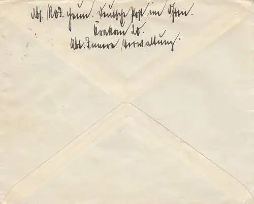 GG: Lettre MeF, à distance étroite de 1940 par Cracovie