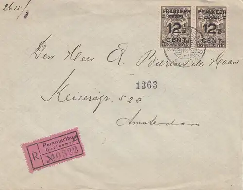 Surinam Registered 1927 Paramaribo to Amsterdam