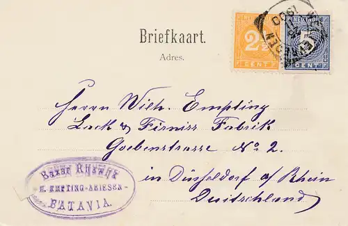 Ned. Indie: 1900: post card Batavia to Düsseldorf