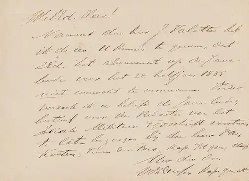 Ned. Indie 1885: post card Avond Weltevreden to Batavia