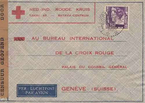Ned. Indie 1940: air mail Red Cross Batavia to Genève/Switzerland, centre