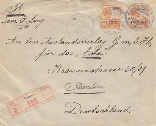 Ned. Indie 1922: registered Garoet to Berlin