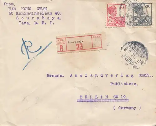 Java 1921: Registered Sourabaya to Berlin