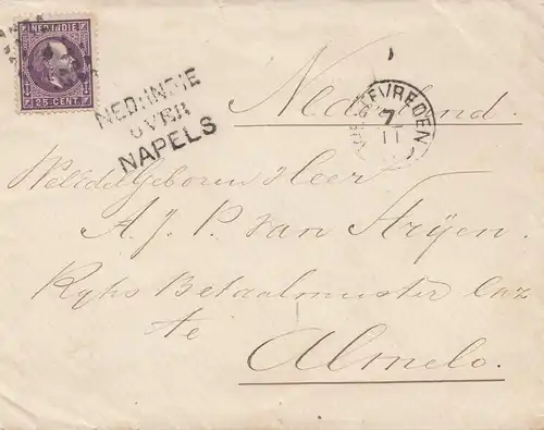 Ned. Indie 1911 Weltevreden via Naplels to Almelo