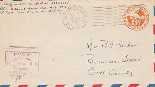 New Guinea 1944: US Army Postal Service, censor to Cass County