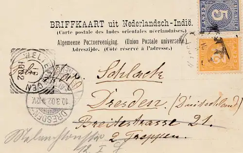 Ned. Indie 1902: post card Bandoeng to Dresden