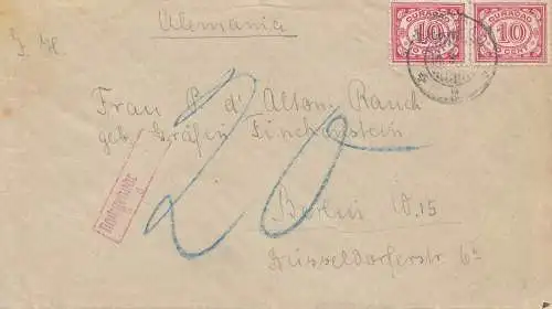 Ned. Indie letter to Berlin, Nachgebühr - Taxe