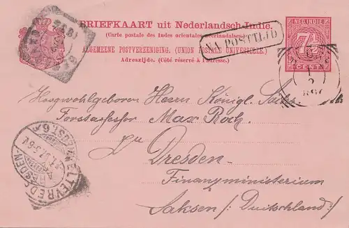 Ned. Indie 1896: post card Weltevreden to Dresde
