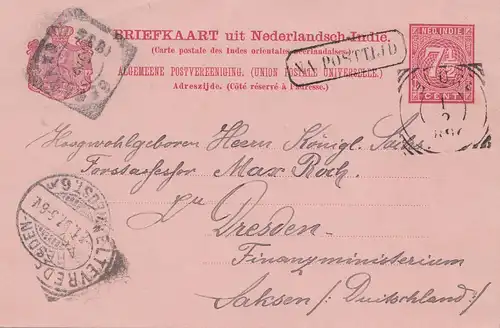 Ned. Indie 1896: post card Weltevreden to Dresden