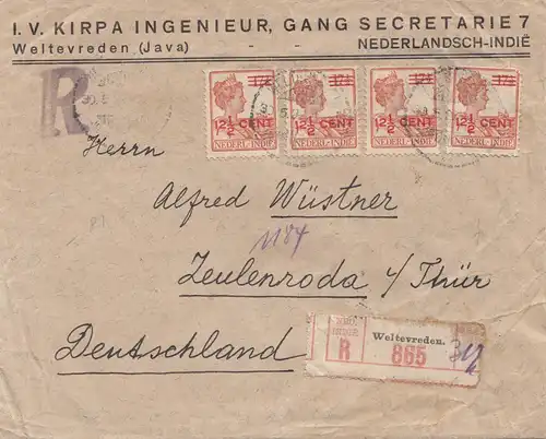 Ned. Indie 1922: Registered Weltevreden to Zeulenroda