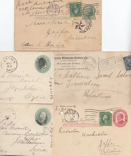 Israël: 5 cartes postales pour Jaffa/Jérusalem from USA