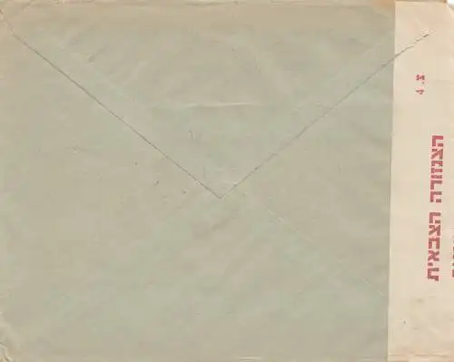 Israel: air mail cover, ship cancel, censor