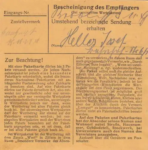 Carte de paquet BiZone 1948: Mittenwald selon Haar b. Munich
