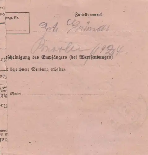 Carte de colis 1948: Langenau par cheveux, carte de paquet d'urgence