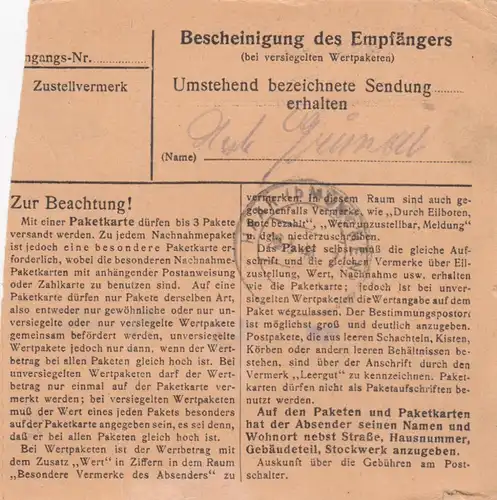 Carte de paquet 1948: Moosen vers l'hôpital de la guérison à Eglfing