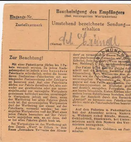 BiZone Paketkarte 1948: Bad Aibling nach Eglfing-Haar