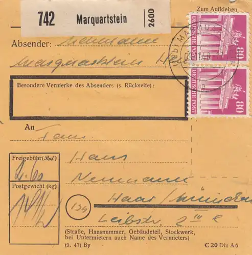 Carte de paquet BiZone 1948: Marquartstein selon Haar b. Munich