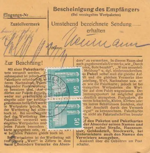 Carte de paquet BiZone 1948: Marquartstein selon Haar b. Munich