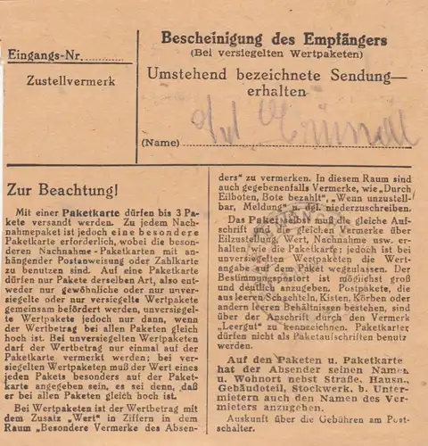 Carte de paquet BiZone 1948: Traunstein selon les cheveux