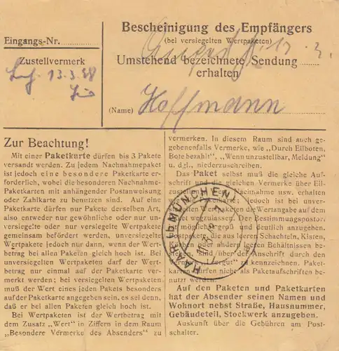 Carte de paquet 1948: four à gang par Haar b. Munich